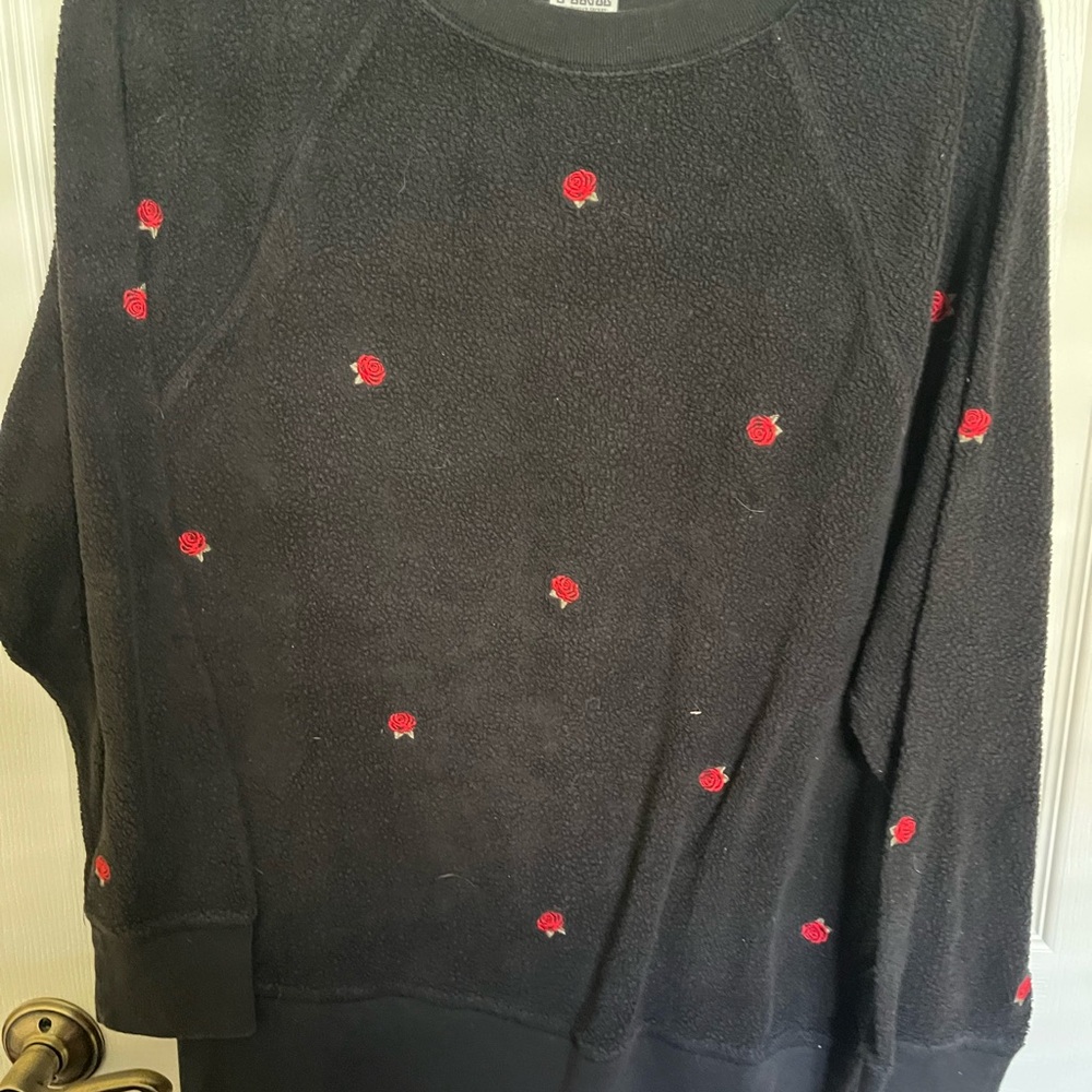 PINK Victoria's Secret Black Sweater with Red Embroidery